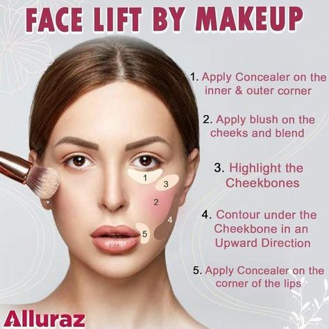 In today’s world, where appearances often hold significant social and professional weight, many people seek effective yet straightforward strategies to Makeup Ideas To Look Younger, Facelift Makeup Contour, Contour To Look Younger, Blush To Lift Face, Lifted Blush Look, Where To Apply Concealer To Lift Face, Contouring With Concealer, Face Lift With Makeup, Make Up Face Lift