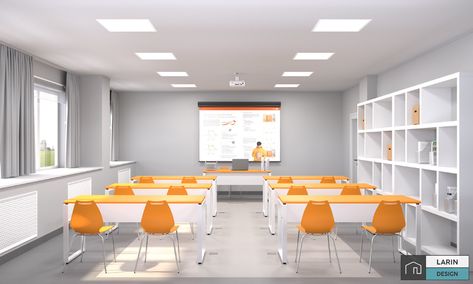 TRAINING CENTER on Behance Training School Design, Training Center Interior Design, Training Center Design, Classroom Architecture, Classroom Interior, School Building Design, Modern Reception, School Interior, Conference Design