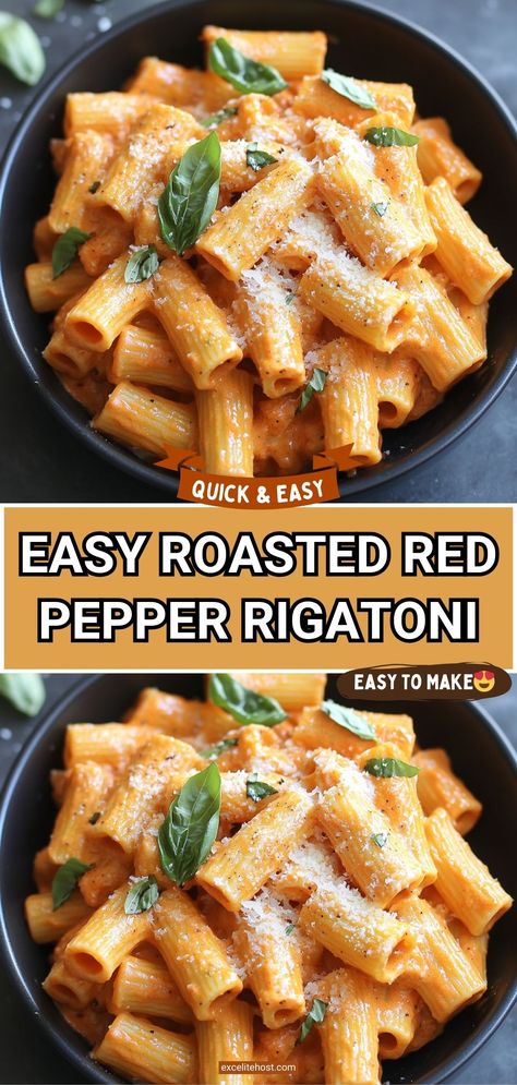 Roasted red pepper rigatoni pasta is a new vision of the standard dish. If you are bored with regular pasta with mayo and ketchup, then this recipe is for you. Pasta With Roasted Red Peppers, Roasted Red Pepper Rigatoni, Red Pepper Rigatoni, Roasted Red Pepper Pasta Sauce, Roasted Red Pepper Alfredo, Roasted Red Peppers Recipes, Red Sauce Pasta Recipe, Red Pepper Pasta Sauce, Recipes With Cheese