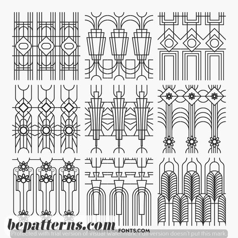 Home Decorating Ideas | Modern Touch | Beginners Tutorial Art Deco Designs And Patterns, Art Deco Embroidery Pattern, Art Deco Door Design, Art Deco Pattern Geometric, Art Deco Pattern Design, Art Deco Embroidery, Ephemera Art, Art Deco Design Elements, Art Deco Vector