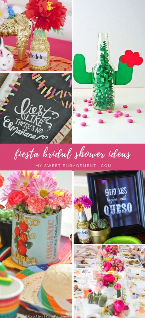 Get inspired with these Elegant Mexican Fiesta / Cinco de Mayo Themed Bridal Shower Ideas. // mysweetengagement.com // #bridalshower #bridalshowerideas #bridalshowerdecorations #bridalshowerthemes #mexicanparty #mexicanfiesta #cincodemayo Margarita Themed Bridal Shower Ideas, Taco Bridal Shower Ideas, Mexican Themed Bridal Shower Ideas, Fiesta Bridal Shower Ideas, Brunch Table Decorations, Mexican Fiesta Bridal Shower, Themed Bridal Shower Ideas, Mexican Bridal Showers, Fiesta Table