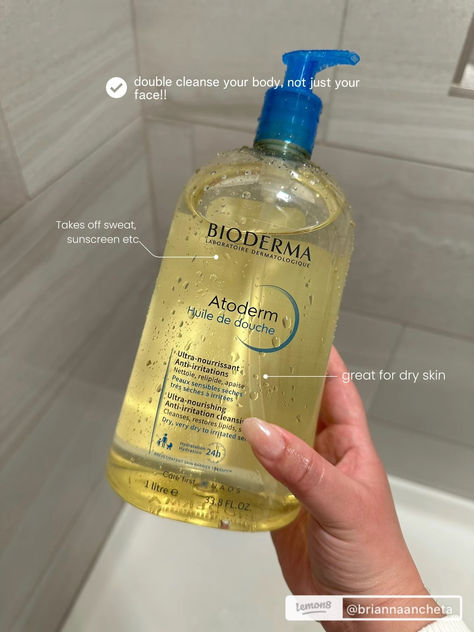 Bioderma - Atoderm - Cleansing Oil - Face and Body Cleansing Oil - Soothes Discomfort - Cleansing Oil for Very Dry Sensitive Skin Best Oil Cleanser, Bioderma Atoderm, Double Cleanse, Oil Cleansing, Serious Skin Care, Body Hygiene, Shower Skin Care, Shower Oil, Healthy Skin Tips