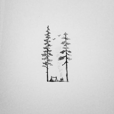 Easy and simple draw or tattoo freedom, nature, trees and tent #TattooIdeasDibujos Camping Tattoo, Orca Tattoo, Freedom Tattoos, Tree Doodle, 심플한 그림, Kunst Tattoos, Tattoo Zeichnungen, Mandala Tattoo Design, Butterfly Tattoos