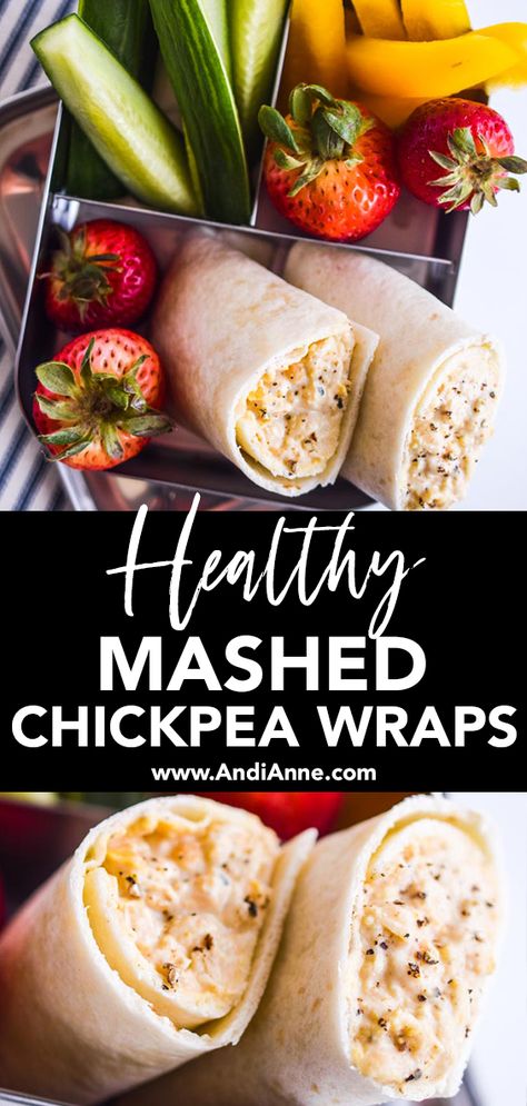 Healthy Lunch Ideas With Chickpeas, Vegetarian Kids Lunch Ideas For School, Uni Lunch Ideas, Lunch Idea For School, Vegetarian Kids Lunch, Meatless Lunch, Chickpea Wrap, Vegetarian Lunchbox, Lunch Kids