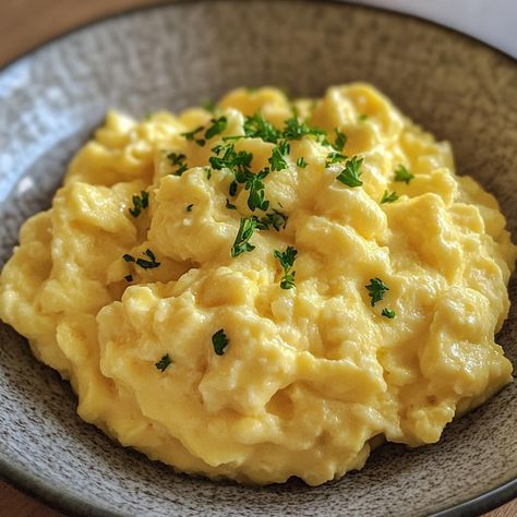 via @thenandnowspace Creamy Scrambled Eggs How To Make, Egg Whites On Toast, Creamiest Scrambled Eggs, Scrambled Eggs With Mayonnaise, Scrambled Eggs With Ham, Wet Scrambled Eggs, Runny Scrambled Eggs, Eggs And Noodles Scrambled, Gourmet Scrambled Eggs