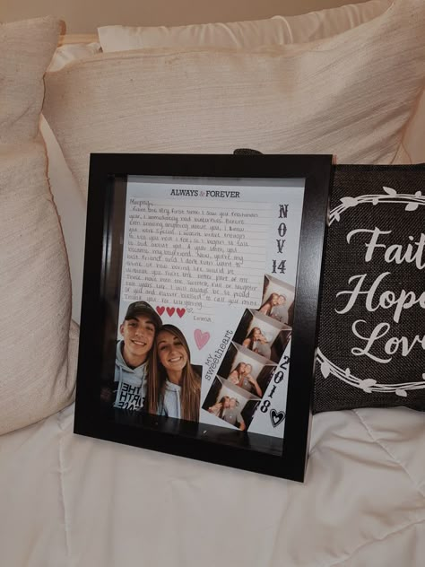 couples shadow box 1 Year Shadow Box Ideas, Shadow Box Ideas For Girlfriend, Shadow Box Relationship, Shadow Box Couple Ideas, Shadow Box Ideas Anniversary, Couples Keepsake Ideas, Boyfriend Shadow Box Ideas, Shadow Box Gifts For Boyfriend, Shadow Box Boyfriend