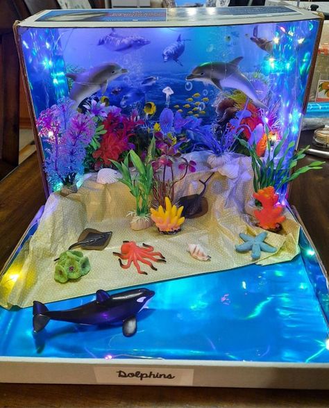 Biome Project Ideas Ocean, Diaroma Ideas Projects, Ecosystems Diorama, Biome Project, Habitat Diorama, Ocean Diorama, Biomes Project, Diorama Project, Diorama Kids