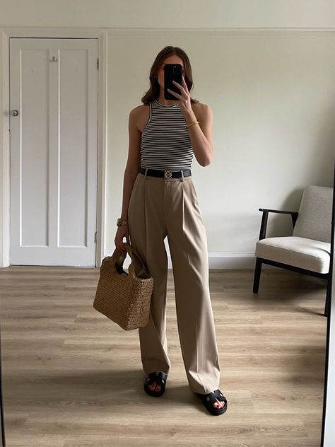 Straight Trousers curated on LTK Trousers With Sneakers, Pant Trouser, Summer Inspo, Straight Trousers, Straight Leg Trousers, Straight Pants, Pants Outfit, Classic Style, Straight Leg