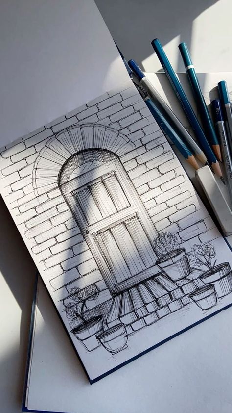 Aesthetic Architecture Drawing, Pencil Sketch Ideas Aesthetic, Architecture Journal Ideas, Architecture Simple Drawing, Architecture Drawings Easy, Simple Sketch Ideas Doodles, Architecture Drawing Sketchbooks Easy, Automatic Drawing Ideas, Simple Architecture Drawing Sketches