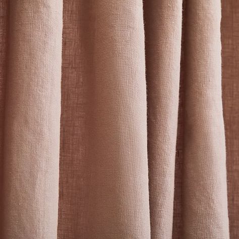 European Flax Linen Curtain - Dusty Blush Metal Curtain Rod, Blush Curtains, Rose Curtains, Mid Century Curtains, Top Treatments, Dusty Blush, Linen Curtain, Striped Curtains, Metal Curtain