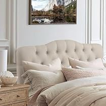 Headboard Master Room, Tufted Bedroom Ideas, Neutral Master Bedrooms Decor, Linen Headboard Bedroom, Upholstered Headboards Bedroom, French Chic Bedroom, Tufted Headboard Bedroom, Pretty Headboard, Luxury Upholstery