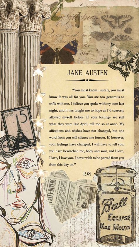 Jane Austen Aesthetic Wallpaper, Jane Austen Aesthetic, Design For Scrapbook, Austen Aesthetic, Cottagecore Posters, Book Reels, Aesthetic Sticker, Witchy Wallpaper, Book Wallpaper