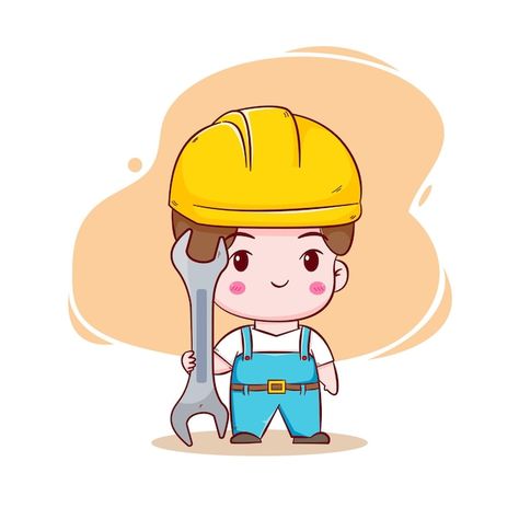 Engineer Cartoon Character, Engineer Drawing Cartoon, Engineer Illustration, Engineer Cartoon, Dibujo Simple, Cute Bunny Cartoon, Cartoon Photo, Chibi Characters, Construction Worker