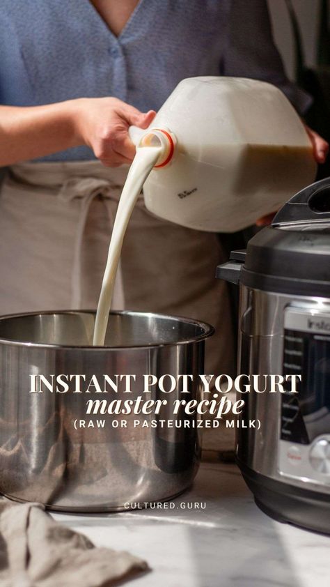 Our homemade instant pot yogurt recipe includes everything you need to know to make plain whole milk yogurt in an instant pot with a yogurt setting. This recipe works with goat milk, cow milk, raw milk, and pasteurized milk. Enjoy the instant pot yogurt chilled with fruit and granola. #instantpot #yogurt Bear Yogurt Maker Recipes, Instant Pot Strawberry Yogurt, Yogurt Making At Home, How To Make Yogurt In Instant Pot, Homemade Yogurt Instant Pot, Yogurt Instant Pot Recipe, Fermentation Station, Yogurt Starter Culture, Instant Pot Yogurt Recipe