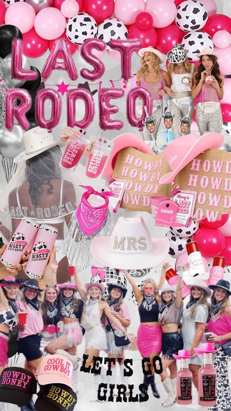 Pink Country Bachelorette Party, Last Rodeo Disco Bachelorette Party, Cowgirl Themed Hens, Her Last Rodeo Bachelorette Party, Cowboy Themed Bridal Shower Ideas, Brides Last Ride Bachelorette Party, Relaxing Bachelorette Party Themes, Last Rodeo Bachelorette Party Outfit Pink, Pink Last Rodeo Bachelorette Party