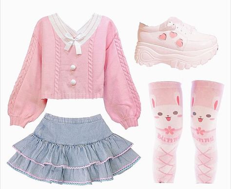 Kawaiicore Outfit Ideas, Kawaii Outfit Ideas For School, Kawaii Outfits Ideas, Littlespacecore Outfits, Cutecore Outfit Ideas, Age Reggresion Outfits, Outfit Inspo Kawaii, Kuromi Pink, Cutecore Clothes