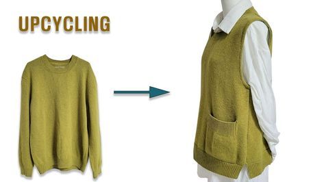 Old Sweaters Repurposed, Altering Clothes Refashioning, Sweater Upcycle Diy, Upcycle Sweater Refashioning, Diy Sweater Refashion, Refashion Clothes Upcycling, Old Sweater Diy, Handmade Closet, Diy Vest