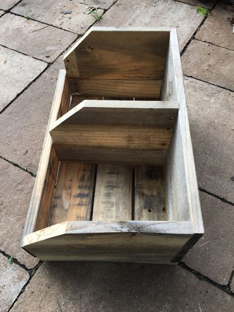 Rustic Wooden Fruit Vegetable Bin Fruit Bin Veggie Bin - Etsy UK What To Make With Pallets, Wooden Bin, Boutique Displays, Pallet Craft, Wooden Bins, Wooden Pallet Crafts, Vegetable Bin, Wooden Fruit, Bin Storage