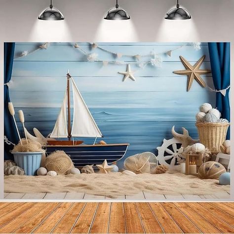 Amazon.com : Nautical Rudder Theme Baby Birthday Background Sailboat Ocean Beach Pirate Party Background Sailing Backdrop Boat Ship Backdrop Sailboat Boat Wooden Board Sailor Child Portrait Backdrop,7x5feet : Electronics Beach Backdrop Party, Ship Theme Decor, Nautical Theme Backdrop, Beach Birthday Theme Decoration, Boat Theme Party, Sailor Theme Party, Beach Birthday Theme, Cruise Theme Party, Nautical Backdrop