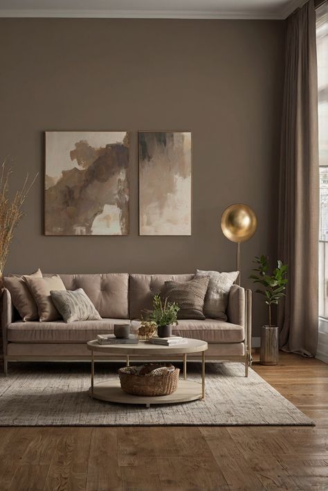 Discover the timeless elegance of Smokey Taupe 983, a must-have shade for your 2024 home. Dive into a daily routine with interior designer tips to elevate your space. #Ad #homedecor #homedesign #wallpaints2024 #Painthome #interiorarchitecture Wall Colors Green Living Room Colors Bright Living Room Colors Apartment Renovation Living room Remodeling Modern Paint Colors 2024 New Classic Living Room Interior Design Wall Colors, Dark Taupe Walls Living Room, Modern Home Wall Paint, Mushroom Wall Paint Color, White Walls Design, Outside Colors For House Paint Modern, Wall Colors For Living Room Modern, Classic Wall Colors, Gray Wall Kitchen Ideas Color Schemes