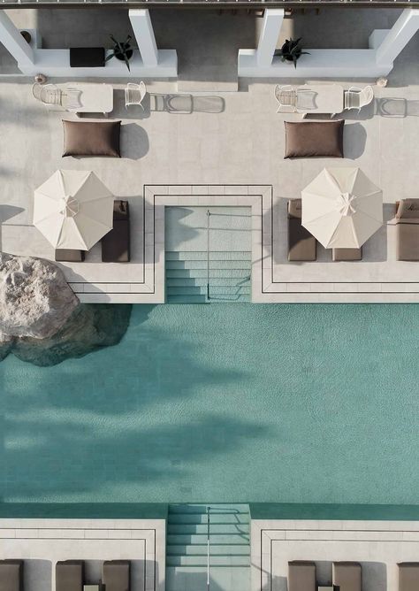 Gallery - Parilio luxury hotel Paros Resort Design, Building A Pool, Hotel Pool, Design Hotel, Yacht Design, Swimming Pool Designs, Design Del Prodotto, Hotel Design, Villa Design