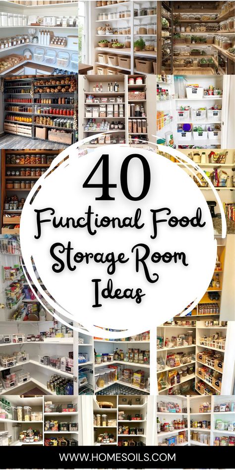 Maximize your space with 40 functional food storage room ideas, perfect for keeping your pantry organized and stylish. Visit our site for smart storage tips! Storage Rooms Ideas, Food Storage Room Ideas, Food Pantry Organization Ideas, Storage Room Ideas, Canned Good Storage, Food Storage Rooms, Storage Rooms, Food Pantry Organizing, Food Storage Organization