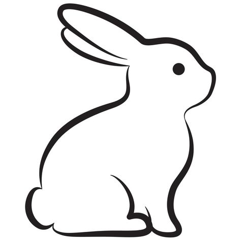 Drawings Of Rabbits Easy, Outline Of Animals, Easy Bunny Drawing Simple, Bunny Tattoo Outline, Bunny Simple Drawing, Draw Bunny Easy, Cute Rabbit Drawing Easy, Easter Drawings Ideas Easy, Easy Drawing Animals