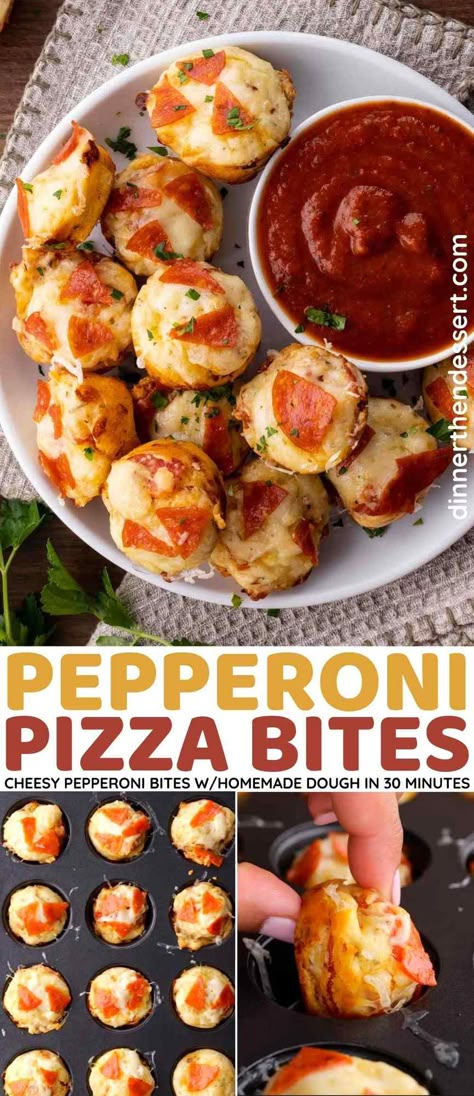 Pepperoni Pizza Bites are a like a bagel bite and pizza muffin with homemade dough, cheese & pepperoni, ready to bake in just a few minutes. Pizza Bites Appetizer, Homemade Pizza Bites, Potatoes Meals, Pepperoni Bites, Casserole Pizza, Pizza Muffin, Pizza Appetizer, Pepperoni Pizza Bites, Mini Pizza Bites