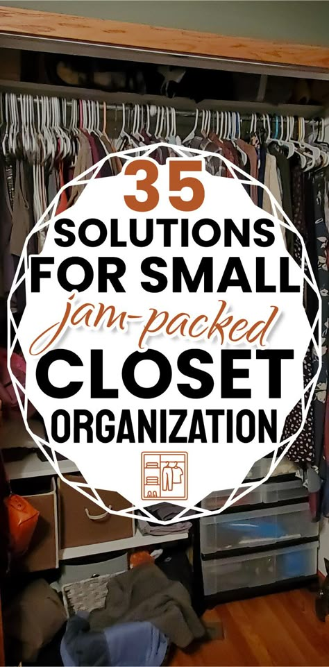 Maximize your storage space with these organization ideas for small closets - closet space hacks to organize small closets - small closet clothing organizing and DIY small closet organization Organizing Ideas Small Bedroom, Small Home Closet Ideas, How To Organize Small Closets Bedrooms, Small Clothing Closet Organization Ideas, Clothes Organization For Small Closet, Storage Deep Closet, Sweater Storage Small Closet, Small Closet Clothing Organization, Diy Closet Hanging Storage