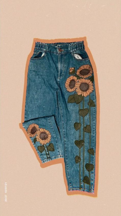 IG:@palettebydiana sunflower jeans 🌻 | Painted clothes diy, Denim diy, Diy denim jacket Sunflower Jeans, Denim Jacket Diy Paint, Jeans Painting, Denim Painting, Custom Jeans Diy, Painting Clothes, Diy Pants, Diy Denim Jacket, Painted Clothes Diy