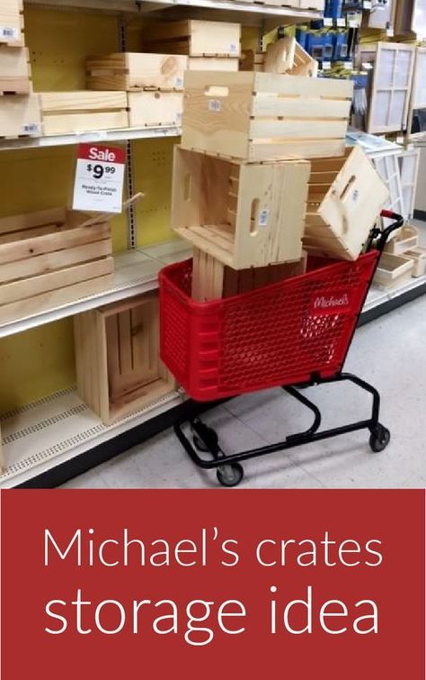 Wooden Crates Kitchen Storage Ideas, Nursery Crate Storage, Crates For Shoe Storage, Crate Clothing Storage, Storage Boxes Ideas Wood, Using Crates For Shelves, Using Crates For Storage, Wood Crate Shelves On Wall Bathroom, School Book Storage Ideas