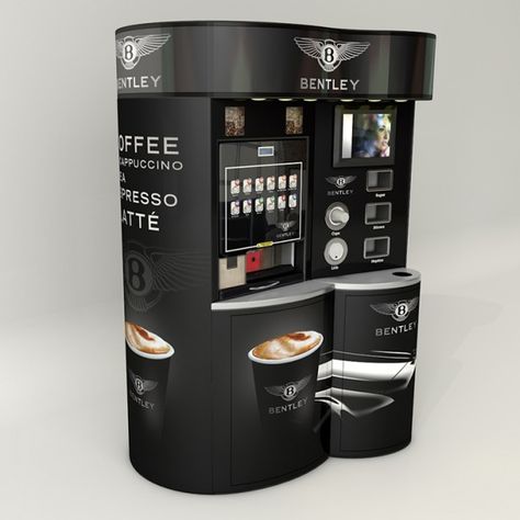 Self Service Coffee Station, Coffee Machine Station, Coffee Machine Table, Vending Machine Design, Coffee Vending Machines, Starbucks Design, Coffee Project, Coffee Shop Business, Home Bar Rooms