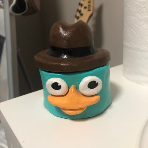 Perry The Platypus Clay Mug, Perry The Platypus Ceramic, Clay Perry The Platypus, Clay Functional Projects, Funny Ceramics Ideas, Perry The Platypus Clay, Useful Clay Projects Ideas, Funny Clay Ideas, Cute Pinch Pot Ideas