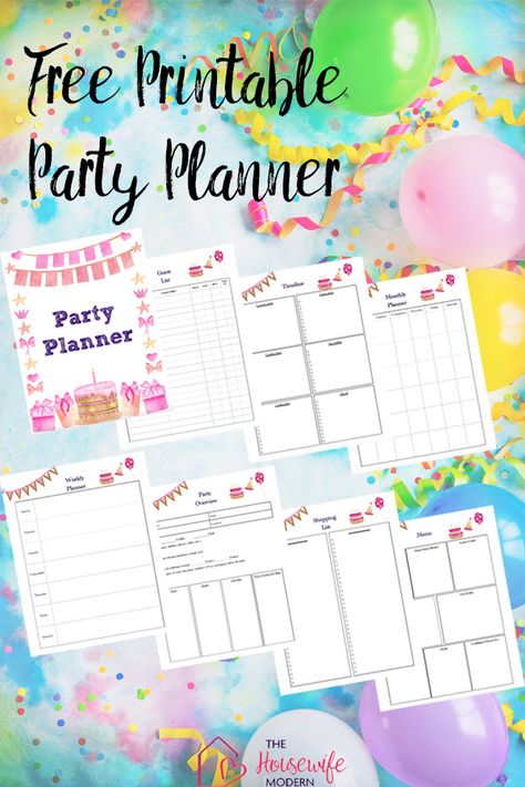 Birthday Party Planning Checklist Free Printable, Birthday Party Checklist Free Printable, Birthday Party Planner Printable, Free Printable Party Planner, Birthday Party Planning Checklist, College Planner Printables, Family Planner Printables, Business Planner Printables, Party Planner Template