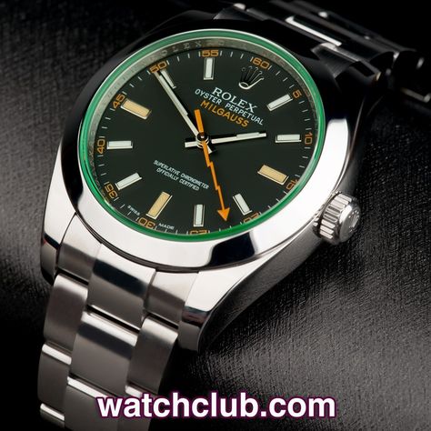 Rolex Milgauss Green Glass - 'Antimagnetic' REF: 116400GV | Year Nov 2011  The green glass antimagnetic Milgauss has definitely proved its worth amongst the best of the Rolex tool watches. The more sought-after of modern Migauss references, the 16400GV comes with green glass, orange 'lightning hand', black luminous dial and 40mm anti-magnetic case - for sale at Watch Club, Old Bond Street, London Rolex Milgauss, Mayfair London, Timex Watches, Bond Street, Stylish Watches, We Watch, Green Sapphire, Pre Owned Rolex, Lightning Bolt