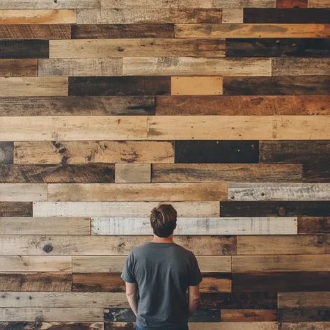 How to Build a Reclaimed Wood Accent Wall - Recipes Time Multi Stained Wood Wall, Reclaim Wood Wall, Barnwood Feature Wall, Old Wood Walls Makeover, Half Shiplap Wall Dining Room, Rough Cut Lumber Walls, Reclaimed Wood Wall Living Room, Wood Wall Room, Decorative Wood Walls