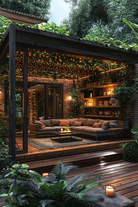 19 Unique Patio Roof Extension Ideas For A Stunning Backyard 3 Backyard Covered Porch Ideas, Deck Inspo Outdoor Spaces, Porch Area Design, Back Deck Inspiration, Rooftop Patio Design Roof Deck, 2 Level Patio, Wooden Patio Ideas, Outside Decks And Patios, Pagola Ideas Design