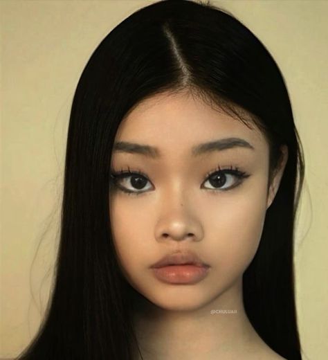 Big Asian Eyes, 90s Asian Makeup, Perfect Face Woman, Korean Makeup Black Women, Thai Makeup Looks, Acubi Makeup, Draculaura Redesign, Uwu Makeup, Thailand Makeup