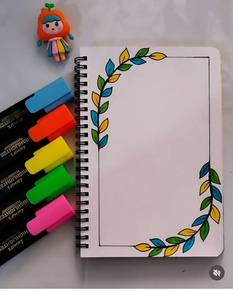 Dairy Border Design, Term One Cover Page Ideas, Notebook Page Decoration Ideas, Front Pages Designs For Project, Journal Borders Ideas, Front Page Project Ideas Aesthetic, Name Paper Design, Journal Page Border Ideas, Oil Pastel Border Design