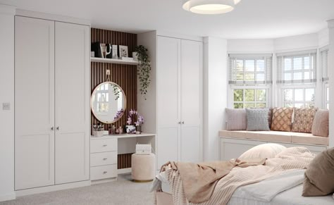 Fitted Wardrobes With Dressing Tables Built In Vanity In Bedroom, Cupboard With Dressing Table, Loft Bedroom Decor, Built In Dressing Table, Floor To Ceiling Wardrobes, Fitted Bedroom Furniture, Bedroom Built In Wardrobe, Fitted Bedrooms, Bedroom Dressing Table