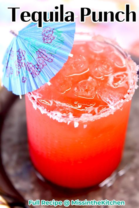 Tequila Punch is a tasty large batch cocktail to make for parties, celebrations and get togethers with friends. Just a few simple ingredients in this easy cocktail. Large Batch Beach Drinks, Mix Drinks Alcoholic Tequila, Large Batch Wedding Cocktails, Alcoholic Drinks By The Gallon, Tequila Big Batch Cocktails, Strong Mixed Drinks Alcohol, Tequila Punch For A Crowd, Easy Beach Drinks Alcohol, Easy Fruity Alcohol Drinks Simple Cocktail Recipes