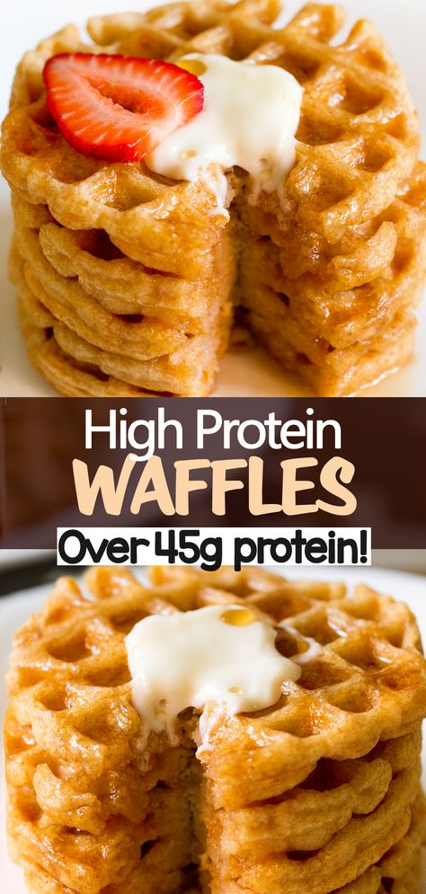 Easy Healthy Protein Waffles Recipe (With 45 Grams Protein) Premier Protein Waffles, Healthy Breakfast Recipes For Family, Premier Protein Waffle Recipe, Fluffy Protein Waffles, Quick Breakfast Ideas Protein, Protein Banana Waffles, Protein Mini Waffles, Gf Protein Waffles, High Protein Meal Ideas Easy