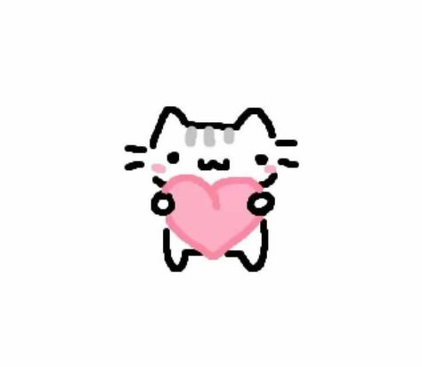 Cute Cats In Love Drawing, Cats Drawings Cute, Cute Small Drawings Cat, Doodles For Crush, Sweet Doodles For Him, Cat With Heart Drawing, Silly Cat Drawing Doodles, Icon Ideas Aesthetic, Cat And Kitten Drawing