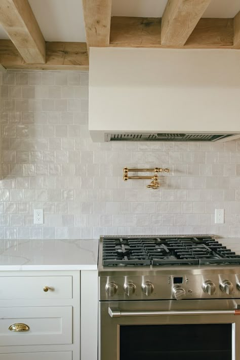 Beach House Tour, Gray Tile, White Kitchen Backsplash, Square Kitchen, Diy Backsplash, Kitchen Backsplash Designs, New House - Kitchen, Classic Gray, Creative Kitchen