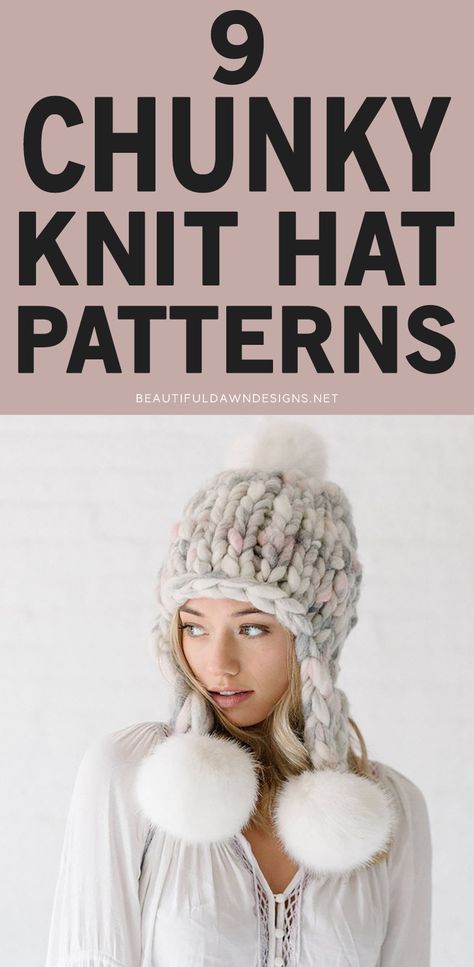 Chunky Hand Knit Scarf Pattern, Super Chunky Wool Crochet Patterns Free, Super Chunky Beanie Hat Patterns, Knit Hat With Bulky Yarn, Hand Knit Hat Patterns, Finger Knit Hat, Chunky Hats Knitting Patterns, Knit Bulky Hat Pattern Free, Hand Knitted Hats For Women