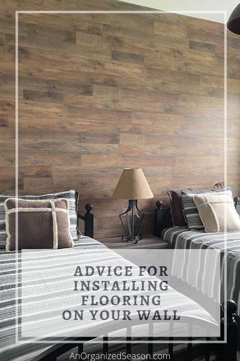 Floor Boards On Walls, Laminate Wall Ideas Living Room, Wood Flooring Accent Wall, Flooring On Walls Ideas Bedroom, Wall Planks Living Room, Using Laminate Flooring On Walls, Vinyl Plank Accent Wall, Vinyl Planks On Walls, Vinyl Flooring Accent Wall