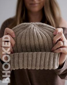 Everyday Rib Knit Hat - B.Hooked Crochet & Knitting Free Adult Ribbed Hat, Easy Knitting Patterns Free Beginner Crochet Beanie, Fisherman Rib Knit Hat, Knit In The Round Hat, Size 7 Knitting Needle Patterns, Knit Beanies Womens, Knitting Toque Pattern Free, Knitting Touque Patterns Free, Beginner Knitted Hat