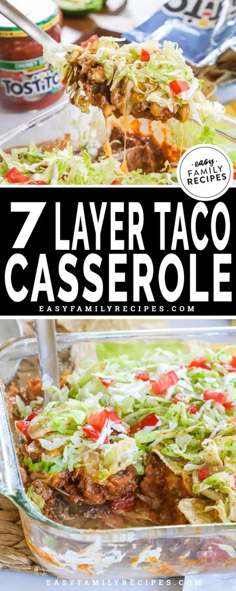 Layer Taco Casserole, Taco Salad Casserole, Taco Casserole With Tortillas, Ground Beef Taco Meat, Beef Taco Meat, Layered Taco Salads, Chicken Recipes Dinner, Ground Beef Taco, Recipes For Family Dinner