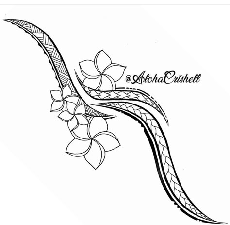 Maori Designs Drawing, Fijian Flower Tattoo, Naupaka Flower Tattoo, Feminine Samoan Tattoos, Hawaiian Ocean Tattoo, Samoan Art, Fijian Tattoo Women, Chamorro Tattoos, Hawian Flowers Tattoo Design