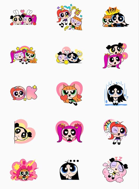 Powerpuff Kızları, Jeans Drawing, 헬로키티 배경화면, Genos Wallpaper, Kpop Diy, Power Puff, Emoji Stickers, The Powerpuff Girls, The Powerpuff